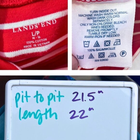 LANDS END Striped Red White Knit Turtleneck Size L - Picture 10 of 15